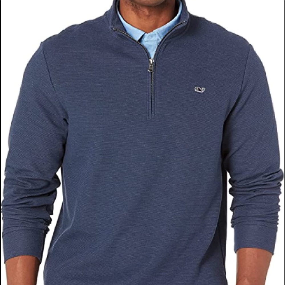 Vineyard Vines navy pin stripe quarter zip